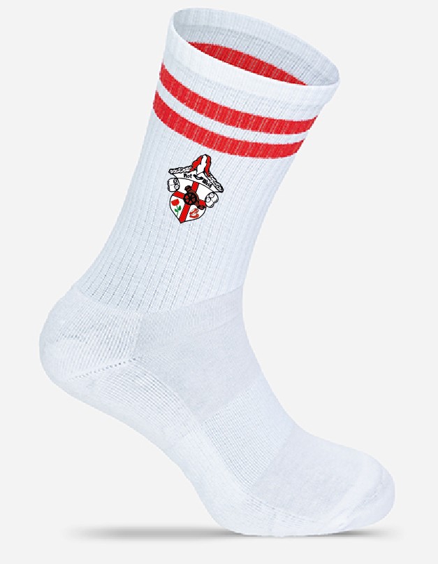 Socken WEISS Kontrast ROT
